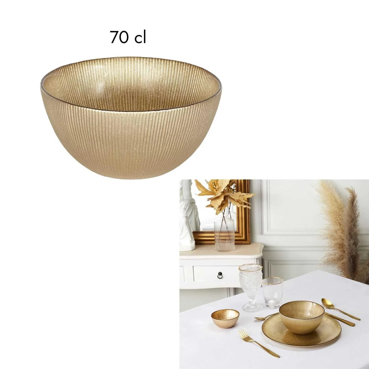 Миска Стекло Gold HOME DECO FACTORY KA6134 70 cl Золотой, фото №2