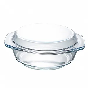 Миска жаростійка кругла з кришкою Скляна - Фото 1