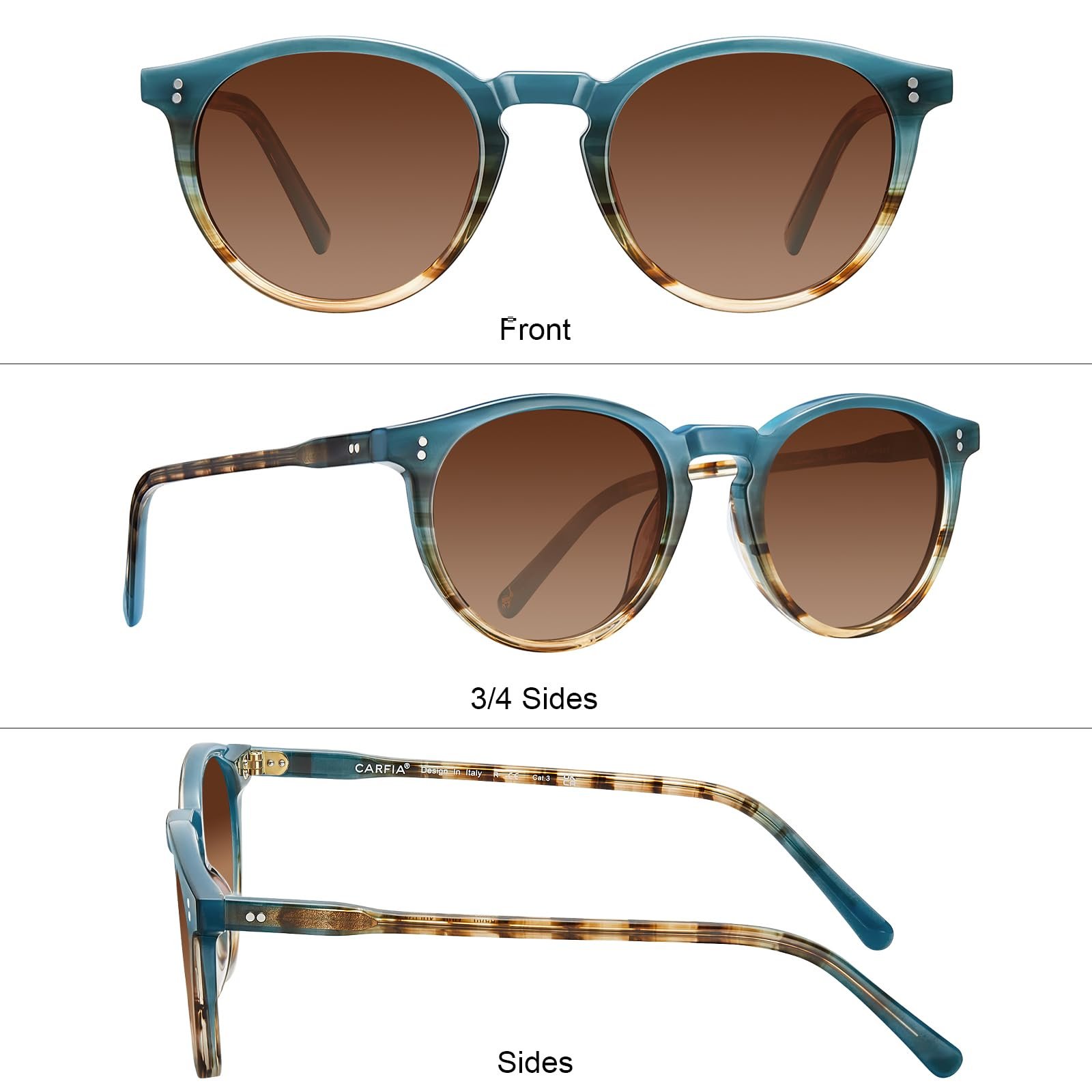 Поляризовані сонцезахисні окуляри Жіночі Ретро Круглий дизайн CARFIA CA2302, фото №9 Поляризовані сонцезахисні окуляри Жіночі Ретро Круглий дизайн CARFIA CA2302, фото №9