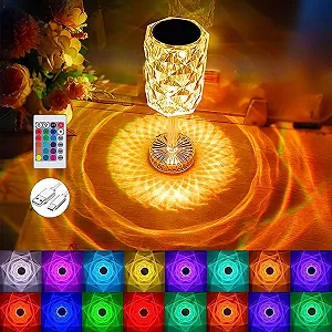 Настільна лампа Crystal Modern Rose Diamond LED сенсорна димована 16 кольорів 4 режими пульт RGB synthetic.ua - Фото 1