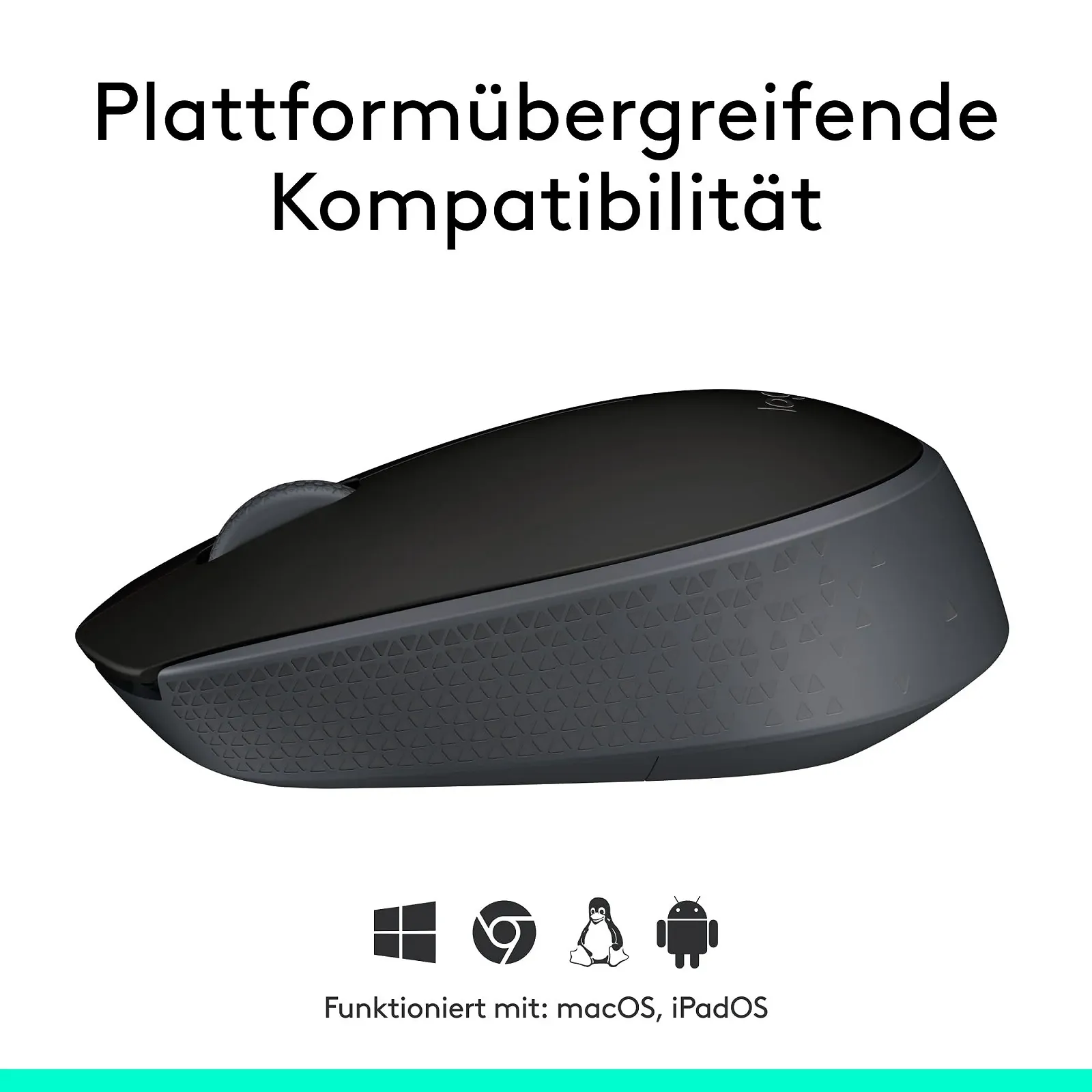 Миша Бездротова Logitech M170, 2.4 GHz, оптичний сенсор, 3 кнопки, для лівої та правої руки, чорна, фото №6