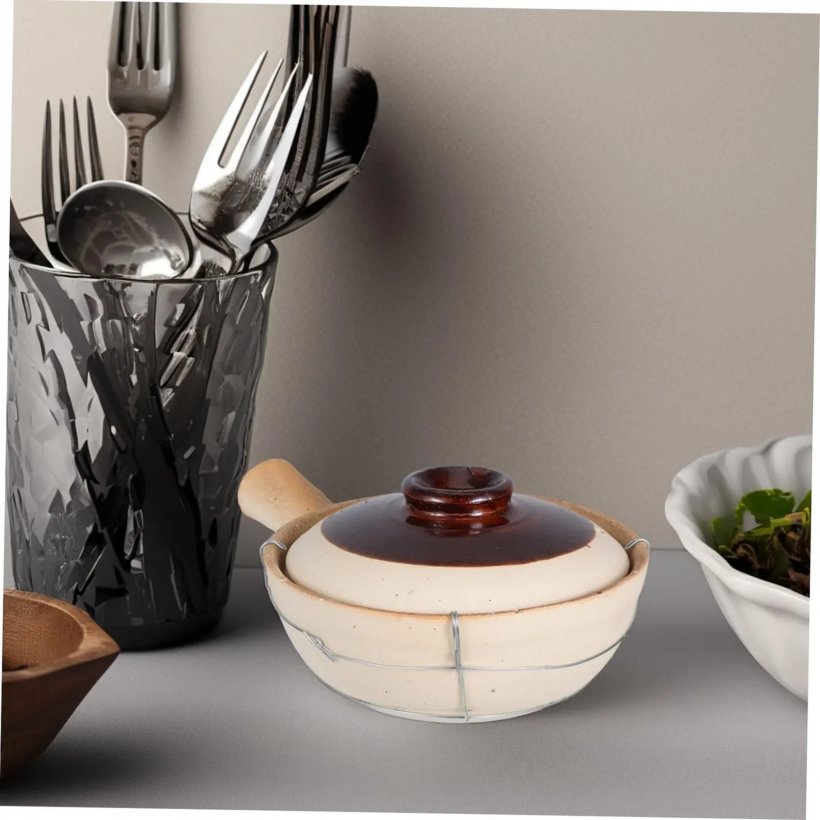 Керамический глиняный горшок Cabilock традиционный с крышкой термостойкий для супов и рагу, фото №6