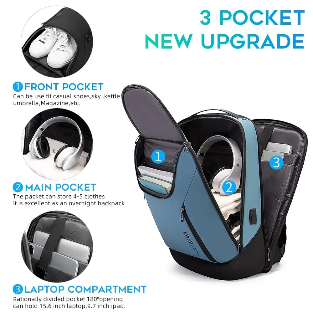 Рюкзак для ноутбука BANGE Business Smart 15.6" Водонепроницаемый с USB-портом Дорожный, фото №2 Рюкзак для ноутбука BANGE Business Smart 15.6" Водонепроницаемый с USB-портом Дорожный, фото №2