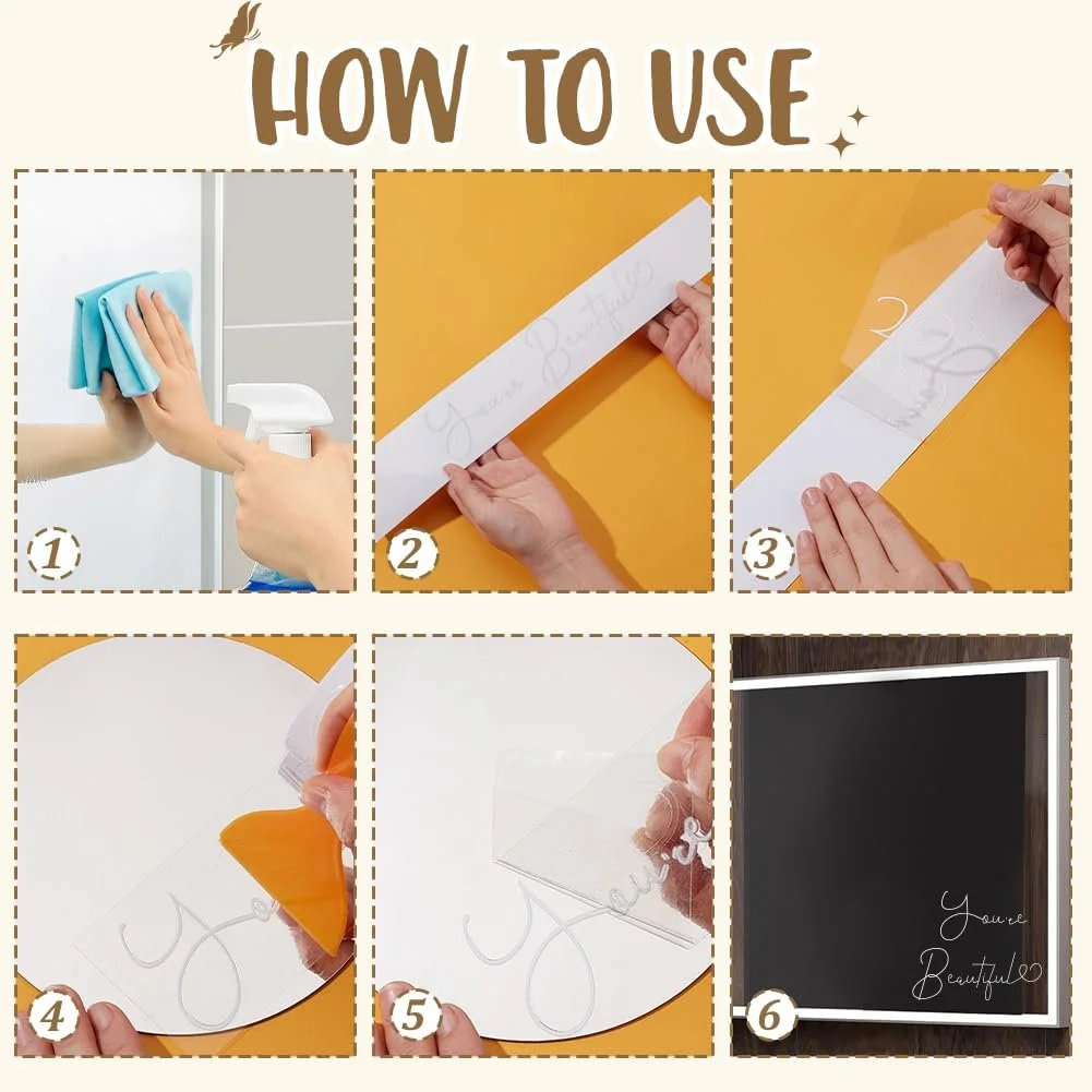 Наклейки на дзеркало "Du Bist Schön" 3 штуки 3 стилі Світловідбиваючі 450 x 60 мм, фото №3 Наклейки на дзеркало "Du Bist Schön" 3 штуки 3 стилі Світловідбиваючі 450 x 60 мм, фото №3