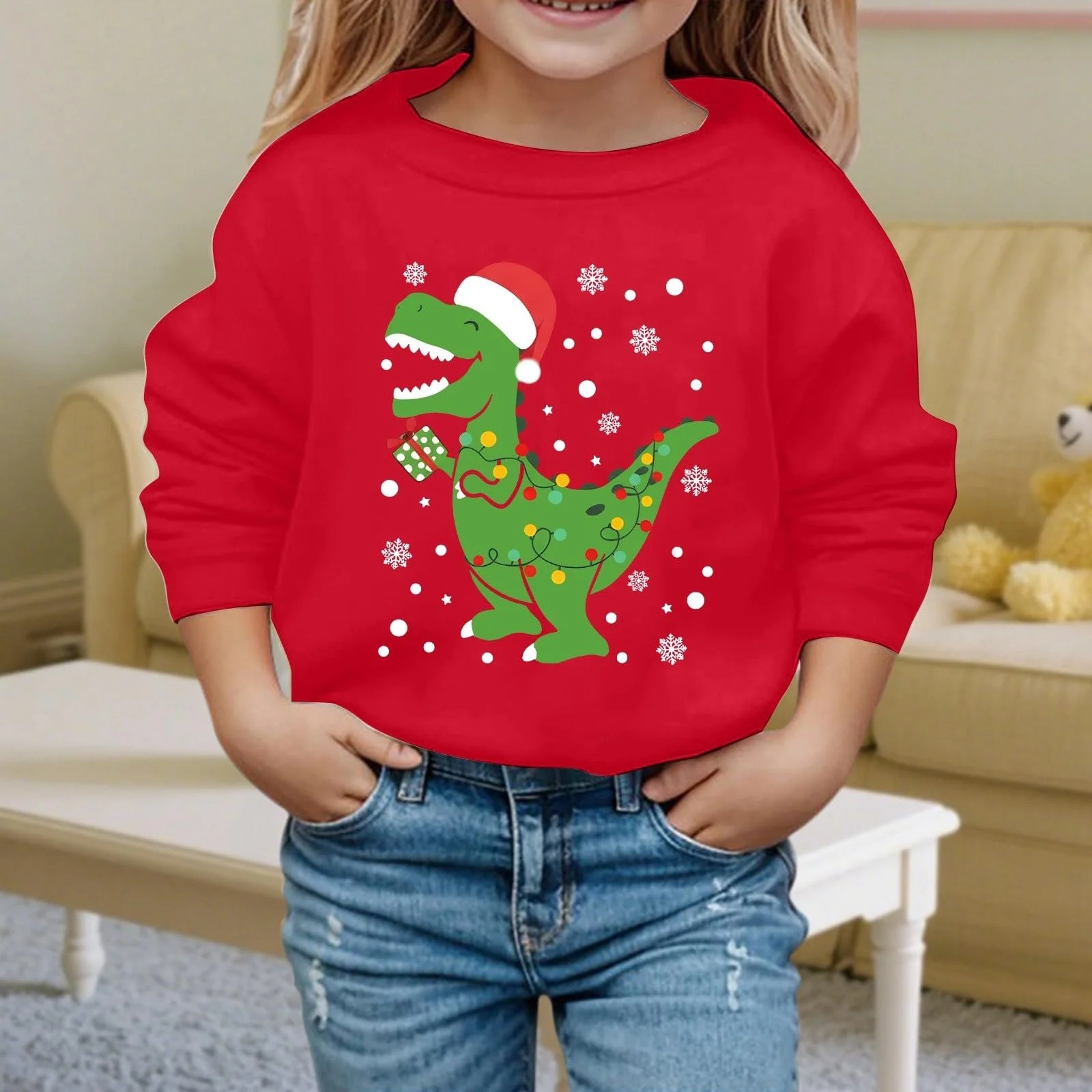 Детский свитшот Generisch с принтом букв, круглый вырез, длинные рукава, фото №3