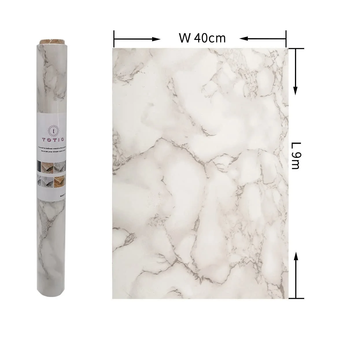 Самоклеючі шпалери TOTIO під білий мармур Вінілові 40 см x 9 м Emerald White, фото №7