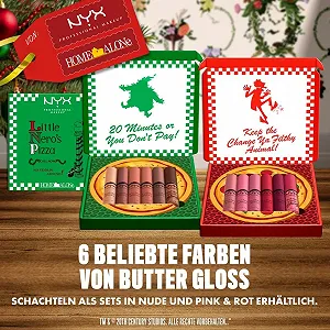 Блеск для губ NYX Professional Makeup Home Alone Butter Gloss Pizza Vault 6 шт Оттенки розового/красного и Butter Gloss Bling synthetic.ua - Фото 1