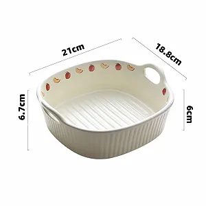 Форма для запекания Керамическая 900 мл 21 x 18.8 x 6.7 см Термостойкая с ручками synthetic.ua - Фото 1