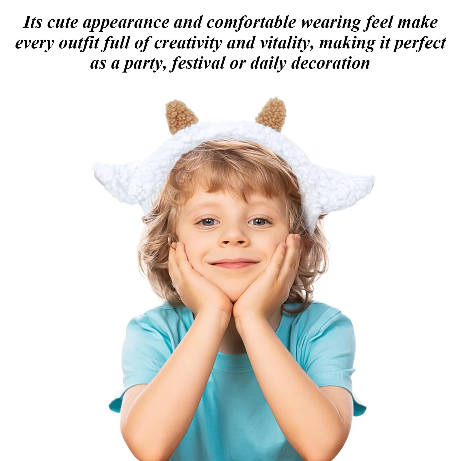 Обруч для волосся Вушка овечки Білий, 2 шт, фото №4