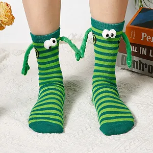 Носки Saint Patricks Day 2 пары, Носки с клевером ко Дню Святого Патрика, Магнитные носки для держания за руки для косплея на День Святого Патрика, Марди Гра, для повседневной носки (в полоску), Зеленый, Черный, Белый synthetic.ua - Фото 1