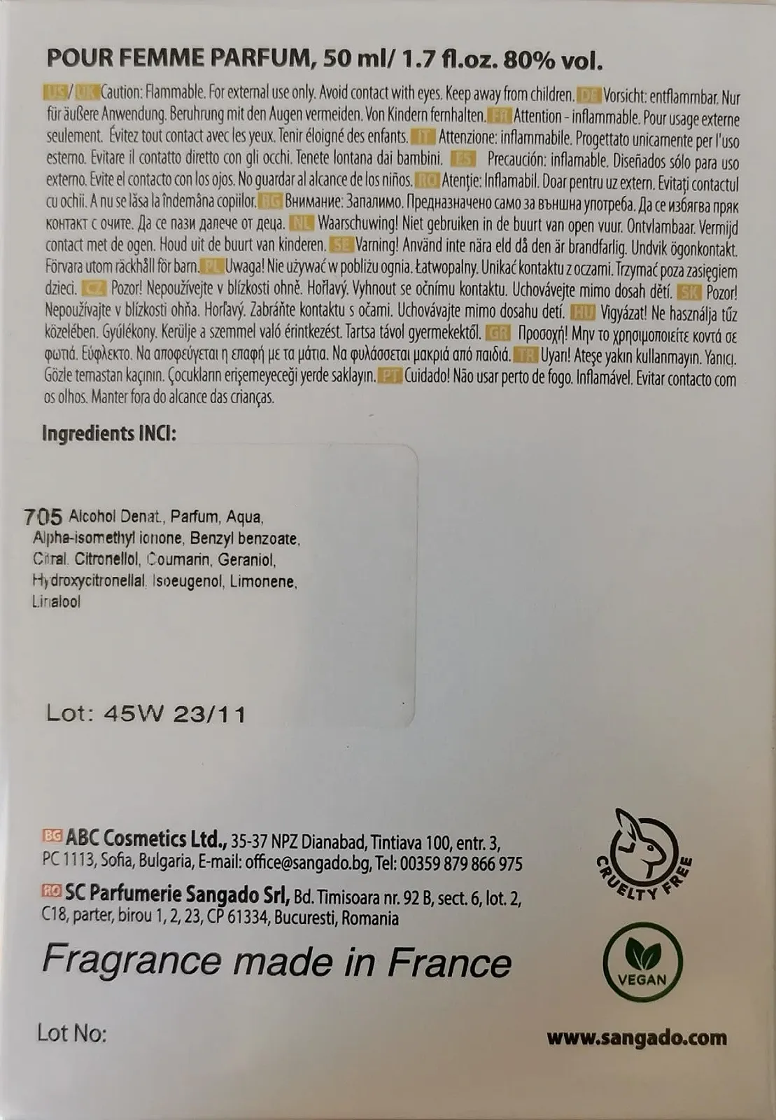 Парфюмированная вода SANGADO Violet 50 мл Code: 705, фото №6 Парфюмированная вода SANGADO Violet 50 мл Code: 705, фото №6