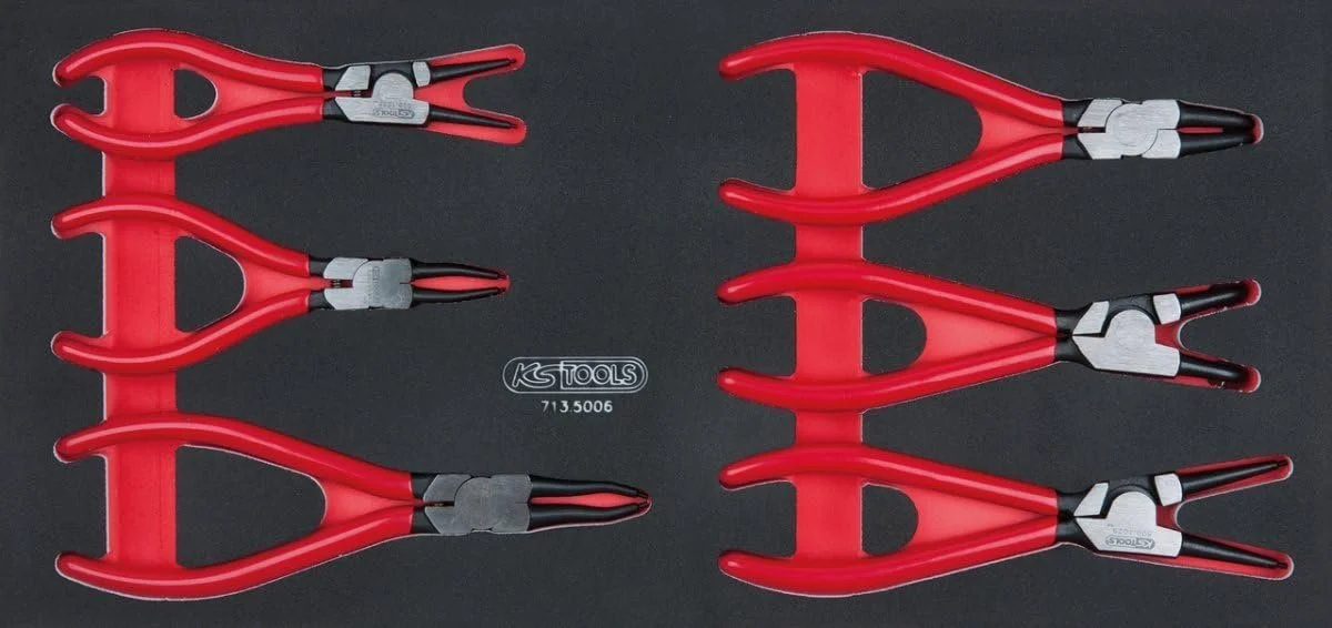 Набор плоскогубцев для стопорных колец KS TOOLS 6шт Красный, фото №1 Набор плоскогубцев для стопорных колец KS TOOLS 6шт Красный, фото №1