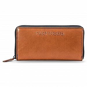 Кошелек FARMHOOD Memphis Женский кожаный с RFID защитой 19.5 см Большой кошелек альбомного формата с отделениями для карт и монет Cognac Classic - Фото 1
