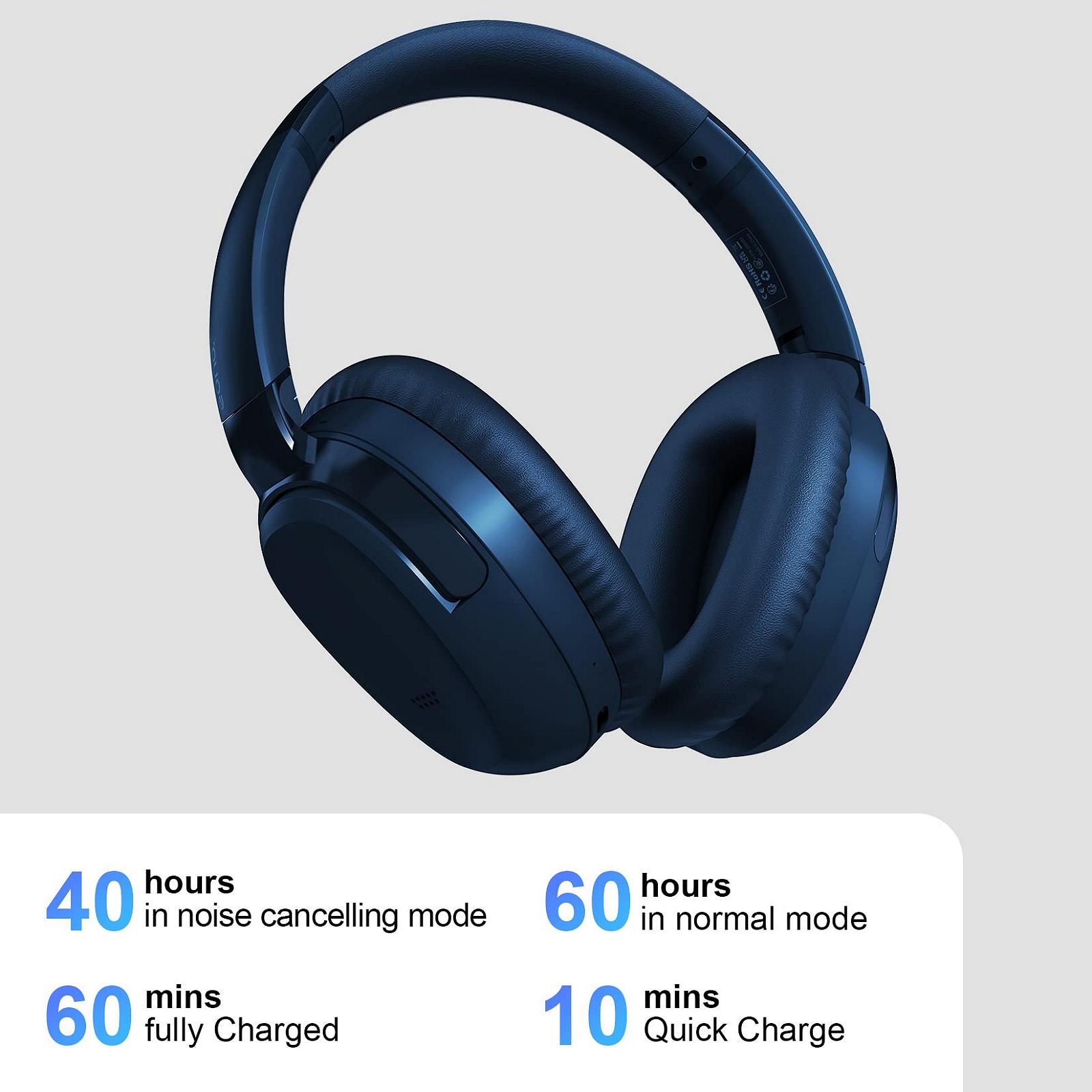 Навушники Amazon Brand Eono ANC Eonoheadphone 1 Бездротові Bluetooth З багаторежимним шумозаглушенням AUX Мікрофон М'які амбушури 40-годинний акумулятор Синій, фото №4