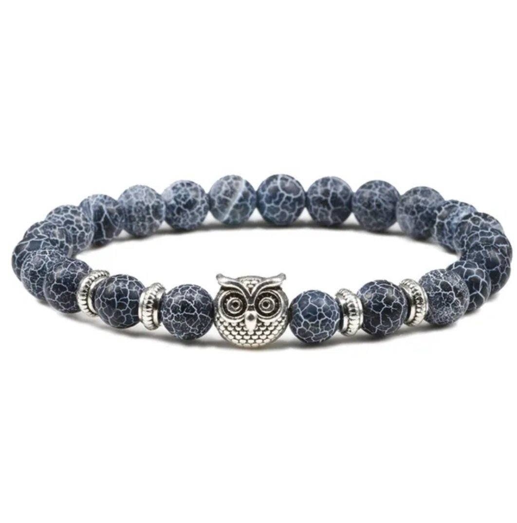 Браслет синій на руку з каменю Сова, фото №1