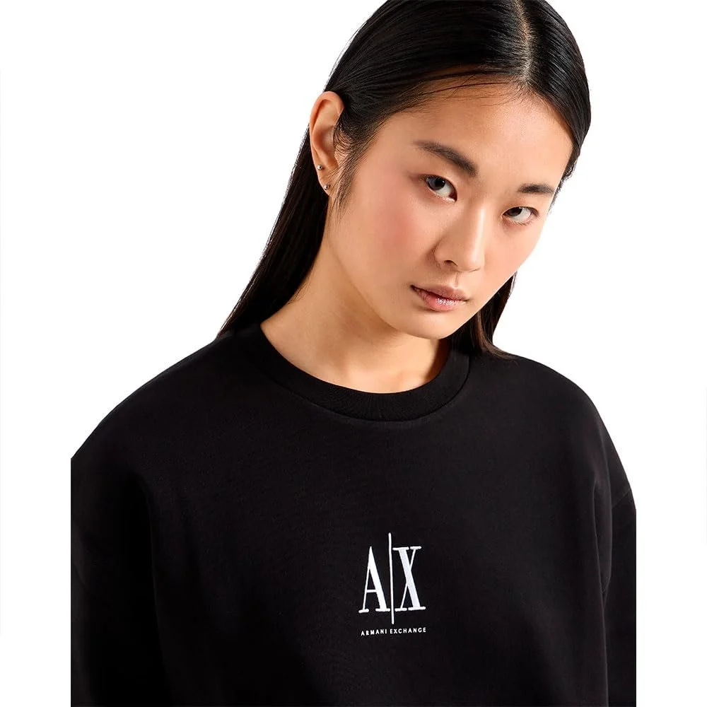 Жіночий світшот Armani Exchange Icon Project з вишитим логотипом та круглим вирізом горловини, фото №4