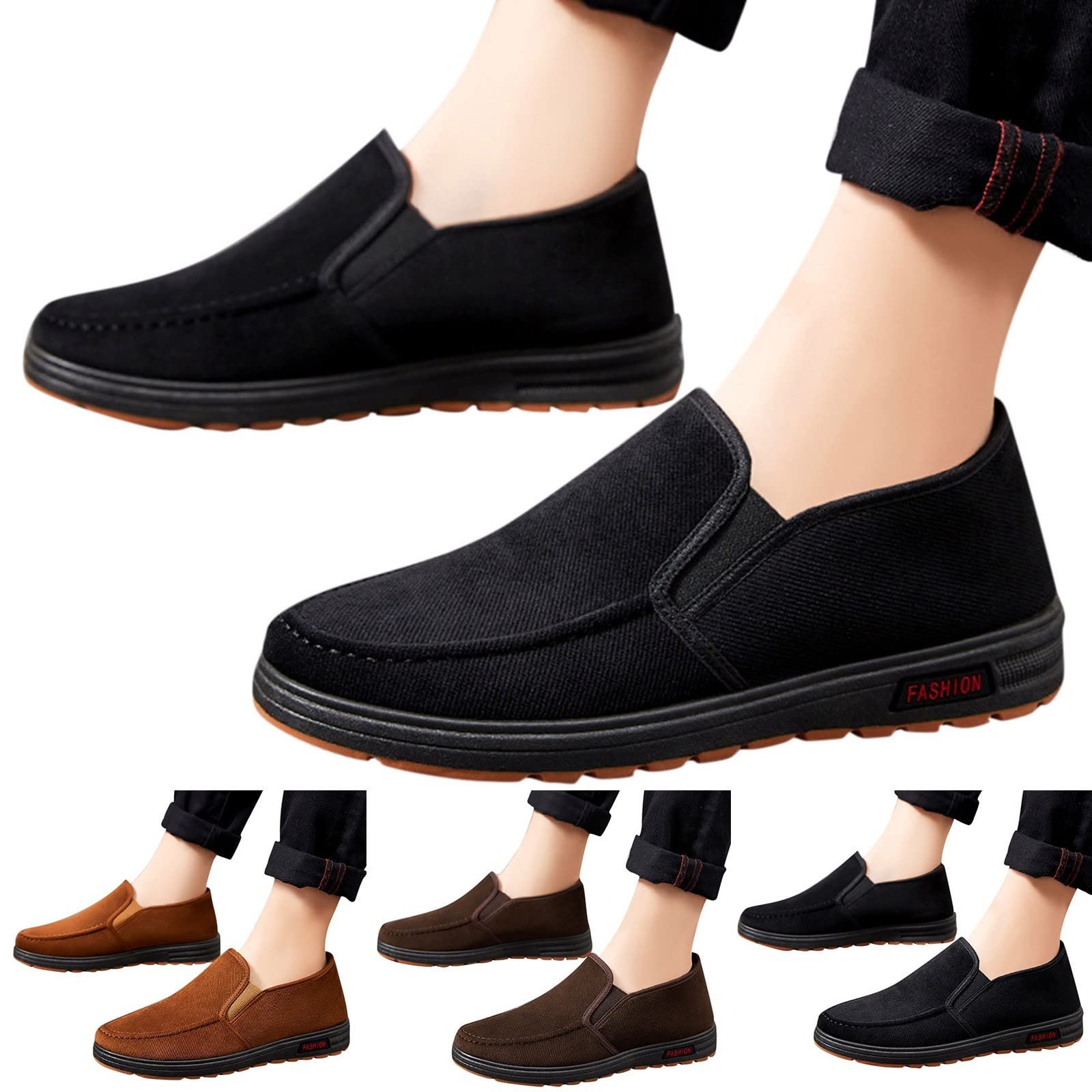 Мужские Кроссовки для Бега Повседневные Низкие Ботинки для Мужчин Canvas Slip On Весенние Летние Ботинки La Trainer Black, фото №4