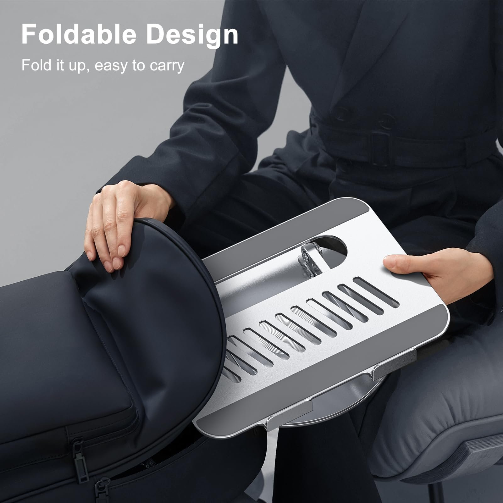 Підставка для ноутбука, регульована по висоті, складана, ергономічна вентильована з обертовою основою 360, вертикальний тримач для ноутбука, сумісна з Notebook MacBook Air/Pro, Dell, HP і ноутбуками 11-16 дюймів, фото №9