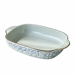 Форма для лазаньи Blue-B Керамическая Прямоугольная Глубокая Штабелируемая с ручкой 650 мл 23 oz Синяя - Фото 1