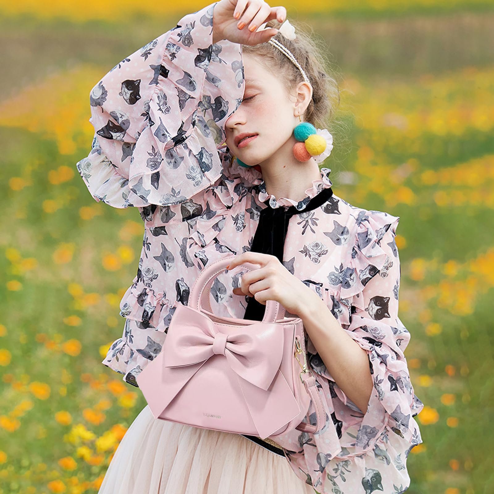 Сумка на плече NICOLE & DORIS Маленька Сумка з Ручкою-бантом зі Шкіри ПУ Мила Сумка на плече для дівчаток Сумка-сачел через плече, фото №2