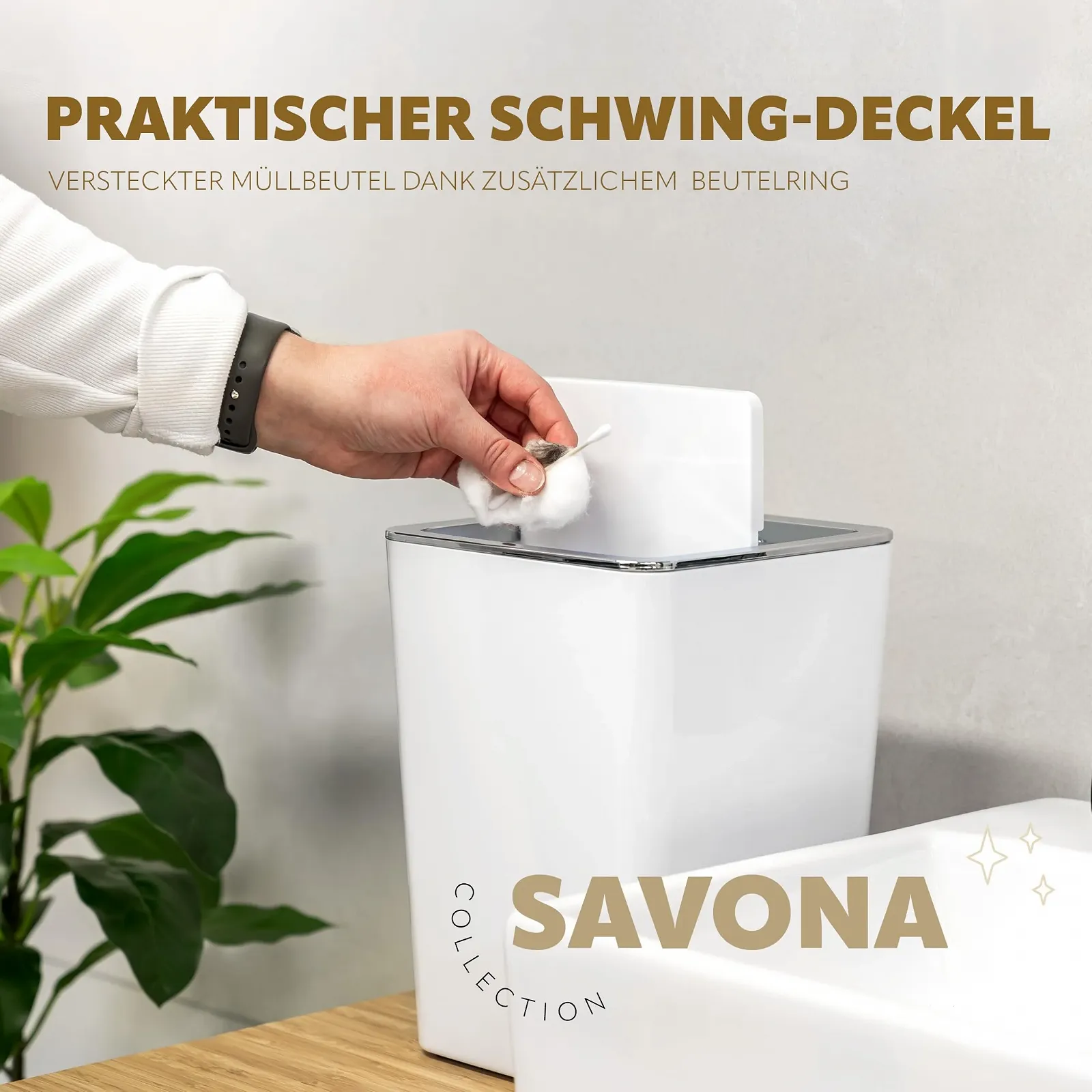 Набор для ванной комнаты bremermann Savona, 2 предмета ведро для косметики, ершик для унитаза с настенным кронштейном, квадратный, пластиковый, белый, фото №5 Набор для ванной комнаты bremermann Savona, 2 предмета ведро для косметики, ершик для унитаза с настенным кронштейном, квадратный, пластиковый, белый, фото №5