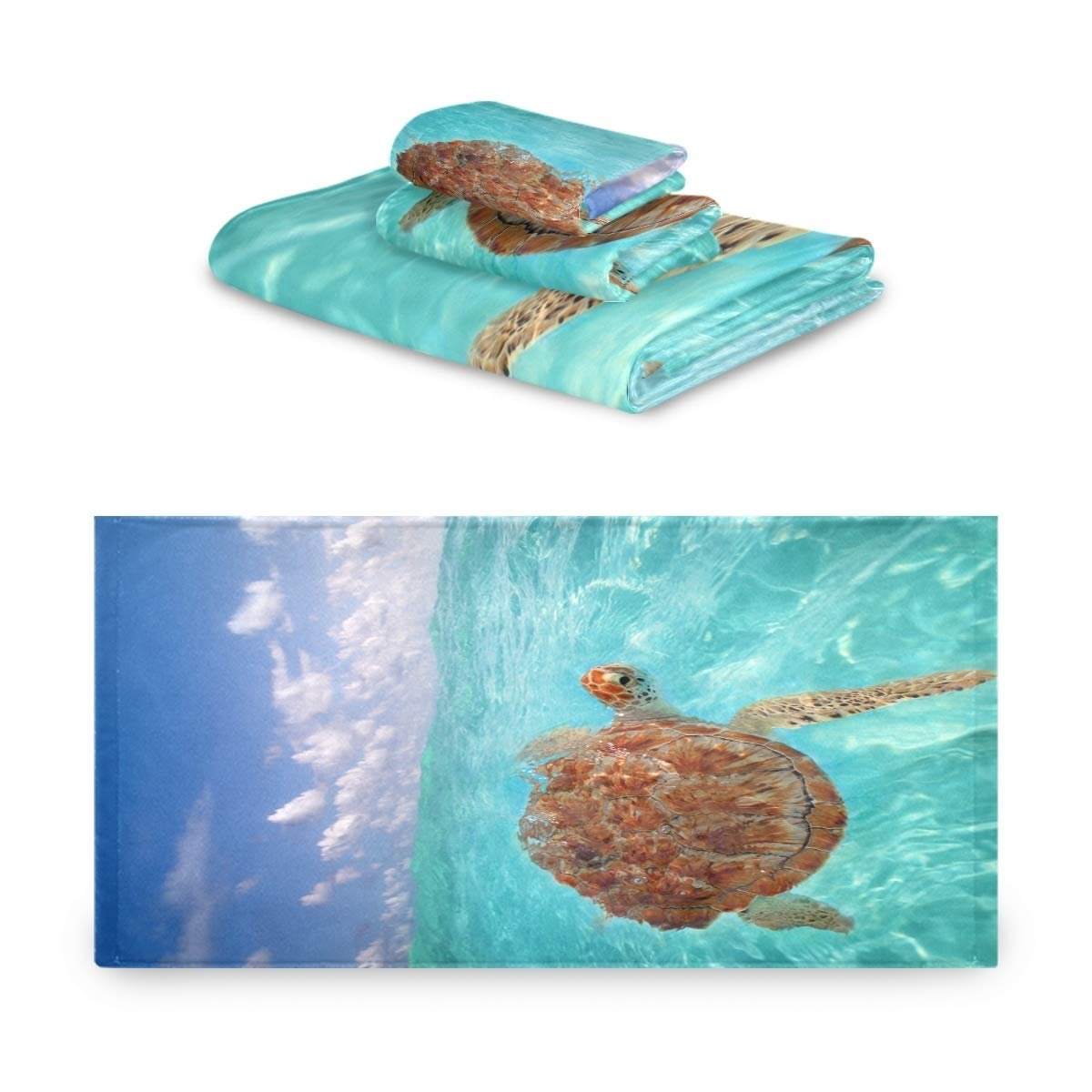 Набір рушників BEUSS Green Sea Turtle 100% бавовна 3 предмети Зелений, фото №1