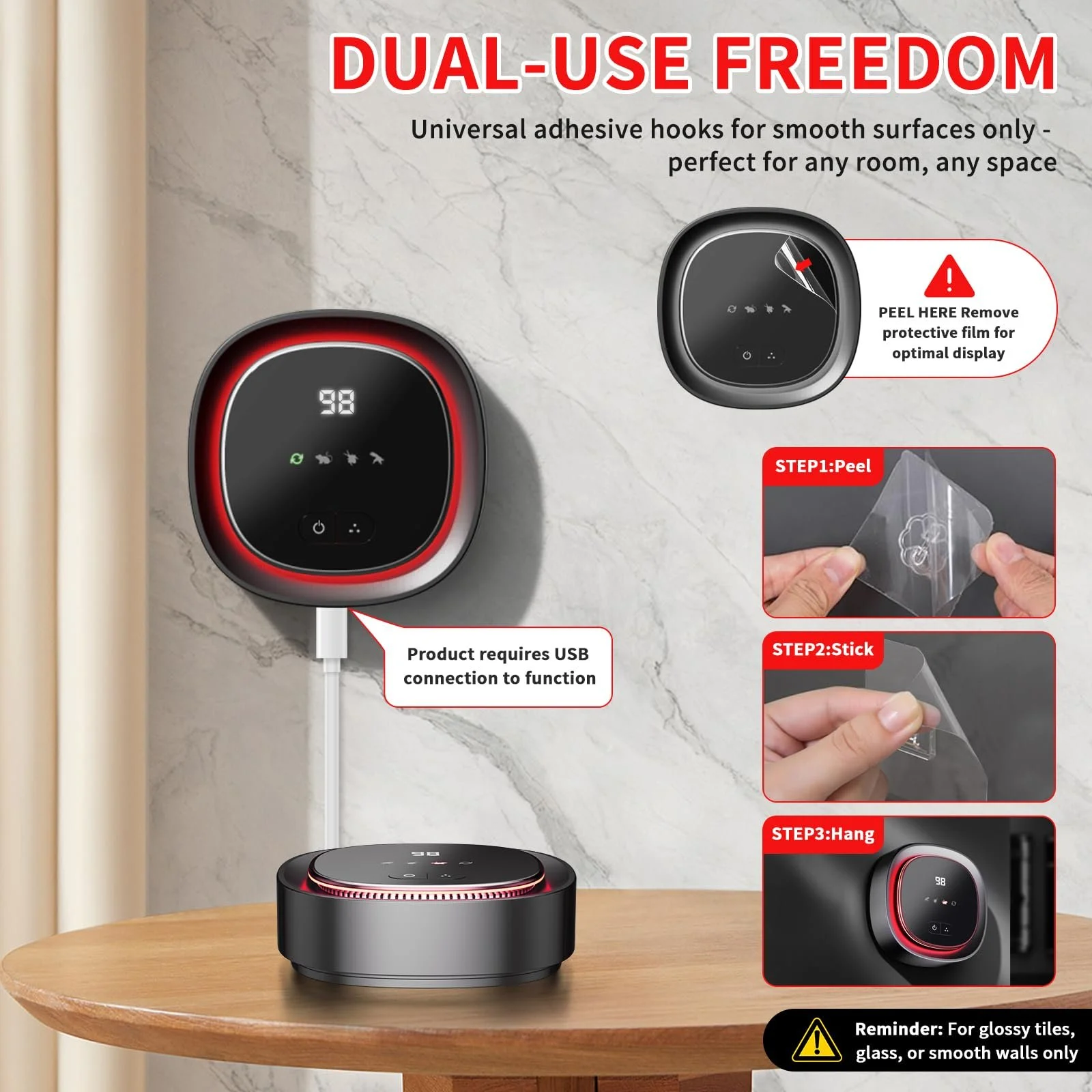 Відлякувач гризунів та комах Ультразвуковий 4 режими 360° USB-C для приміщень, фото №8