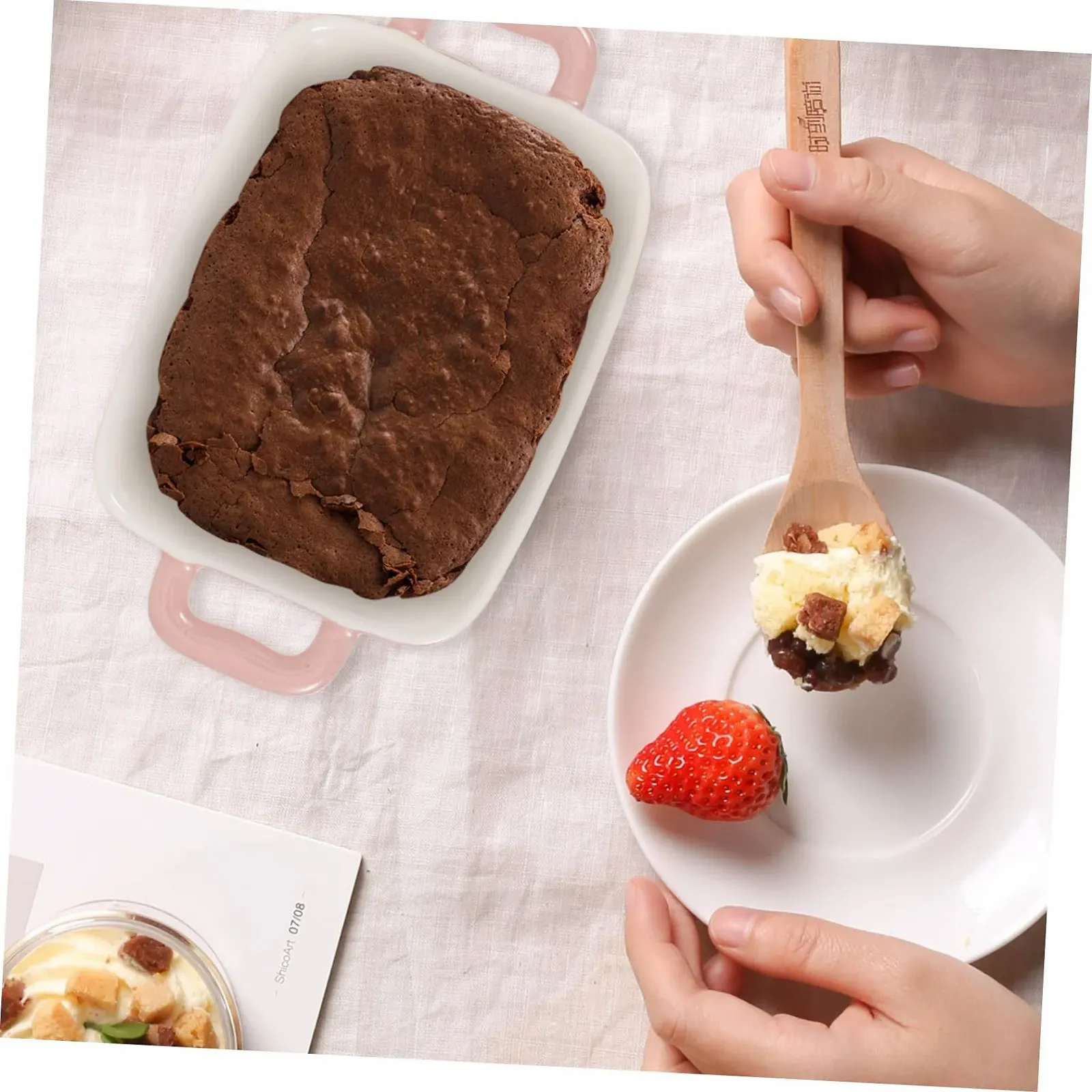 Форма для запікання Ciieeo керамічна прямокутна з антипригарним покриттям Рожева, фото №7