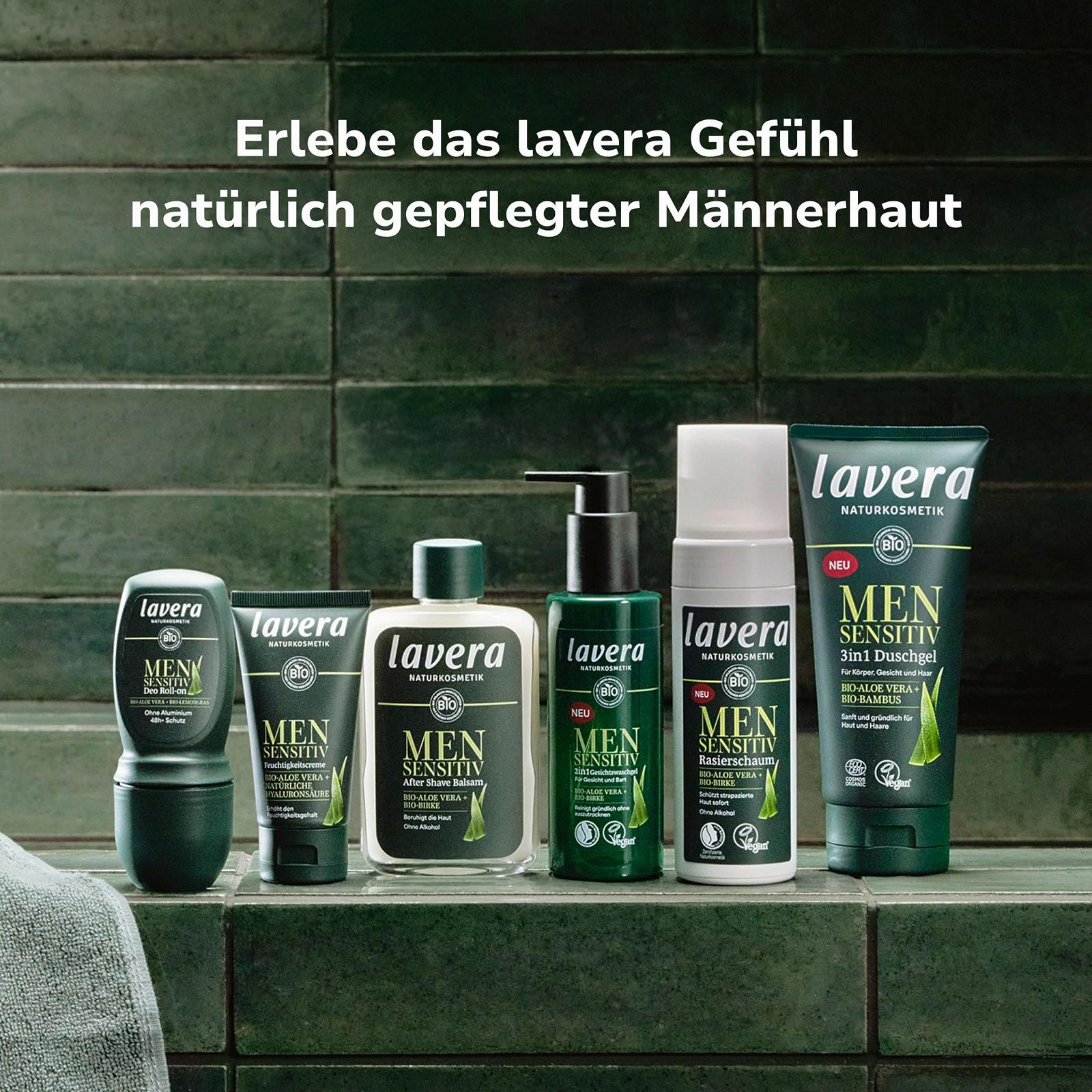 Гель для душа 3-в-1 lavera Men Sensitive с органическим бамбуком и алоэ вера 200 мл, фото №6