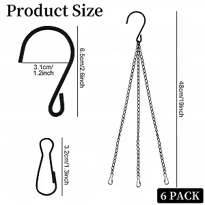 Подвесные металлические цепочки для кашпо Чорные 6 шт. Железо synthetic.ua - Фото 1