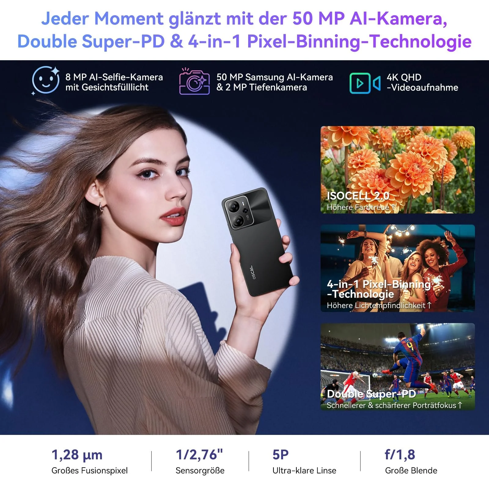 Смартфон OSCAL Tiger 13 5G 24GB+256GB 6,67" 90Hz Android 14, фото №3