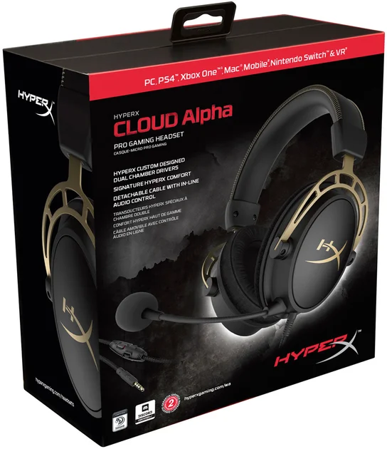 Геймерські дротові навушники HyperX Cloud Alpha / Golden-black, фото №9