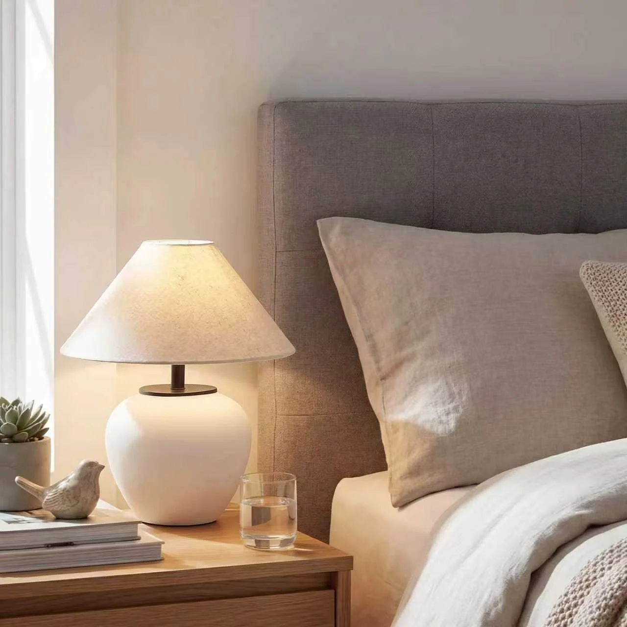 Настільна лампа керамічна Rustic Black Farmhouse Wabi Sabi Vintage Біла, фото №5