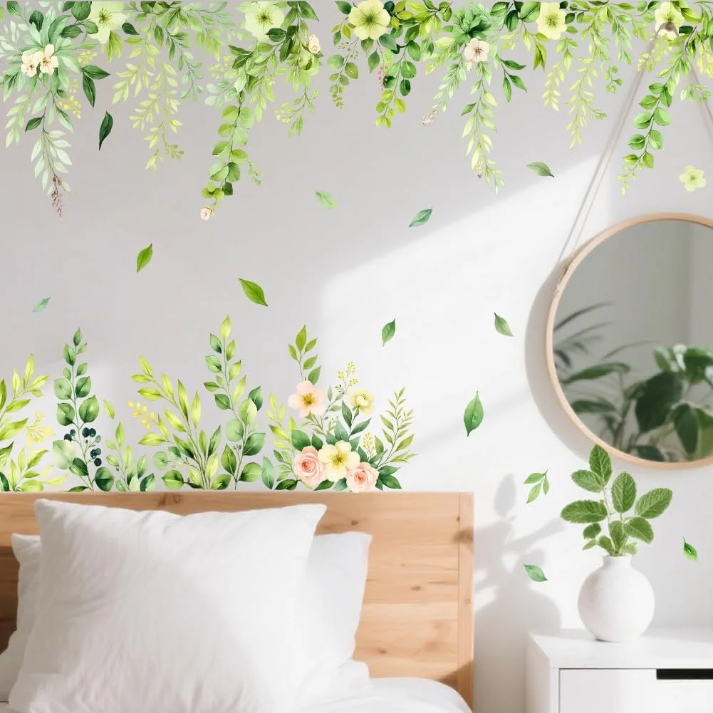 Наклейка на стіну SUPERDANT Зелене листя евкаліпта Квіти PVC 96 x 30 см, фото №1