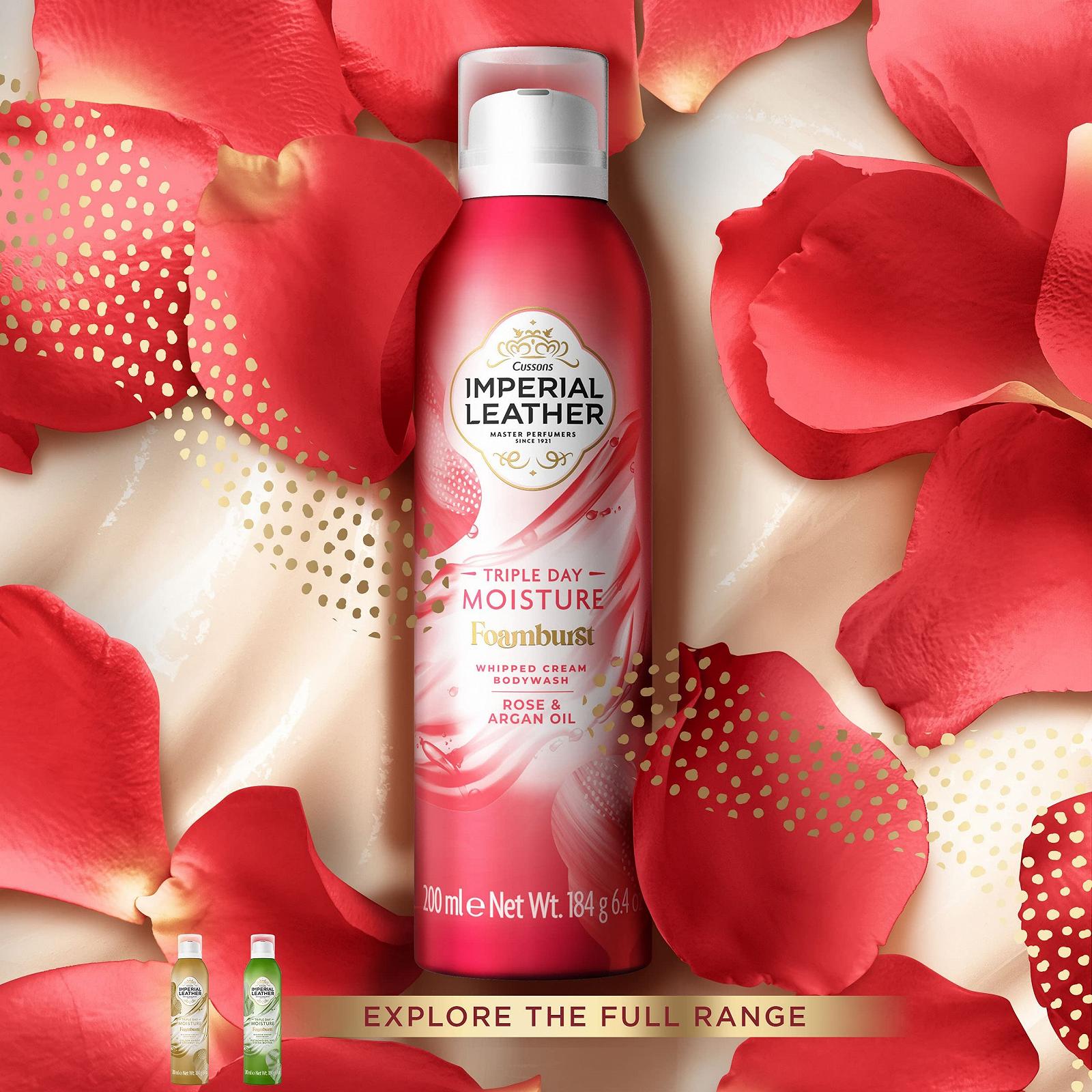 Гель для душу Imperial Leather Foamburst Triple Day Moisture Rose & Argan Oil 6 х 200 мл, фото №5 Гель для душу Imperial Leather Foamburst Triple Day Moisture Rose & Argan Oil 6 х 200 мл, фото №5