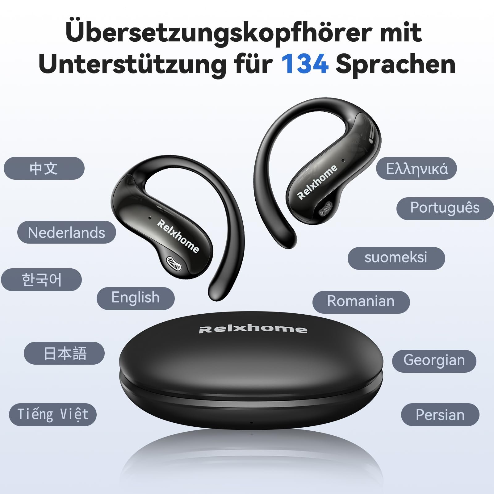 Навушники-перекладачі NE19 AI, чорні, фото №2