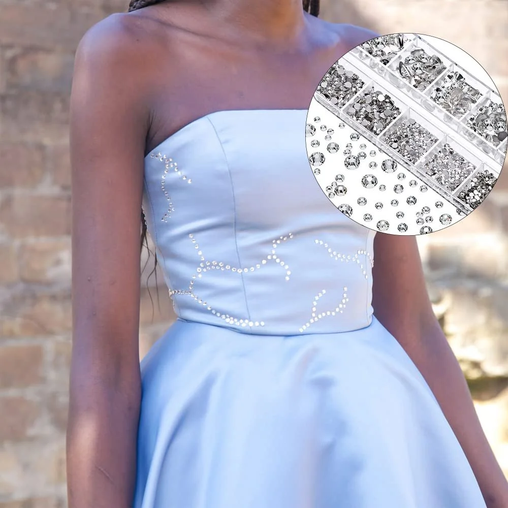 Стразы SagaSave 2000 шт., кристаллы для ногтей, плоская задняя часть, 6 размеров 1,5-6 мм в коробке с 12 отделениями, зеленый, фото №8