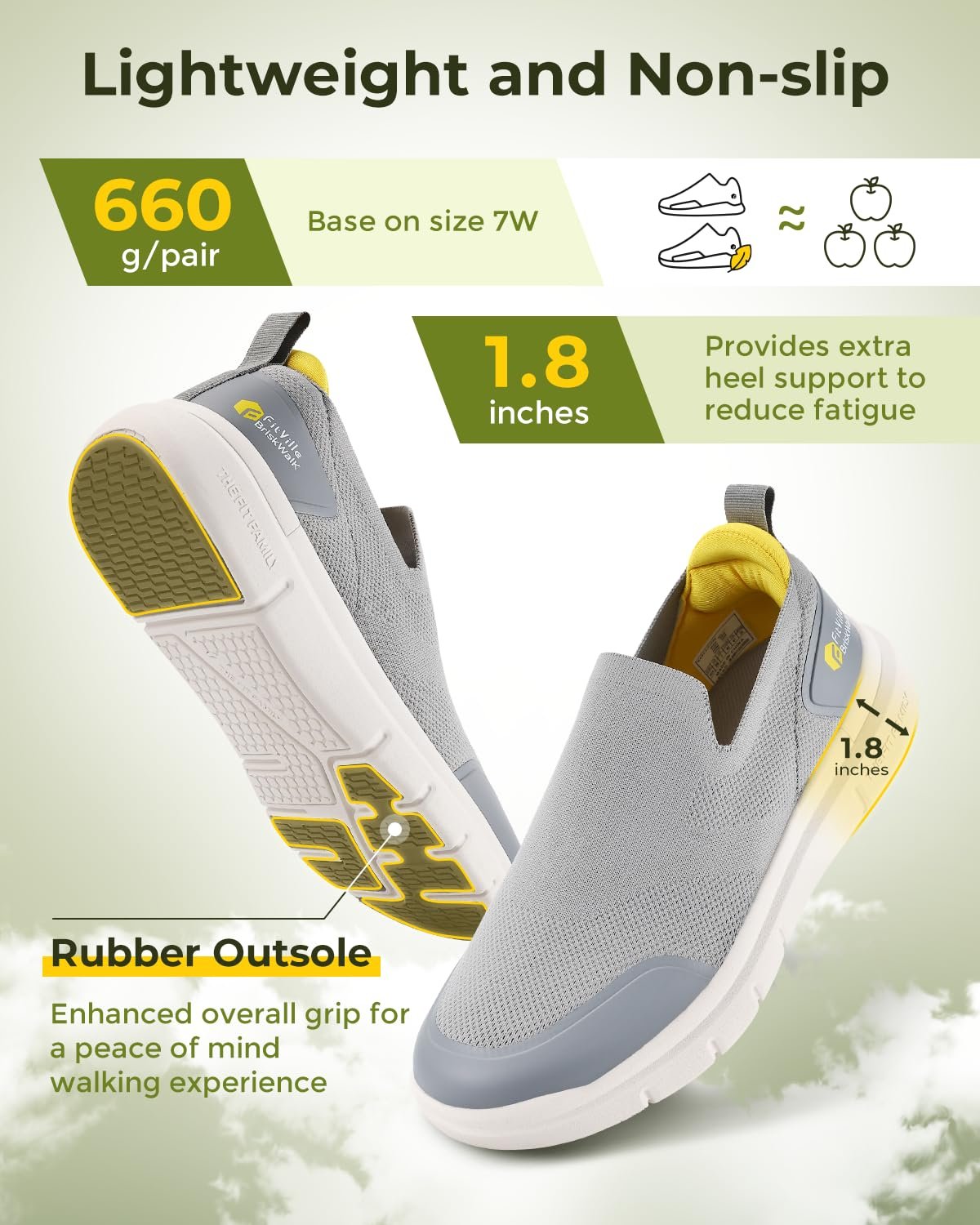 Кросівки FitVille Без застібок Дуже широкі Легкі Дихаючі Для ходьби, фото №5