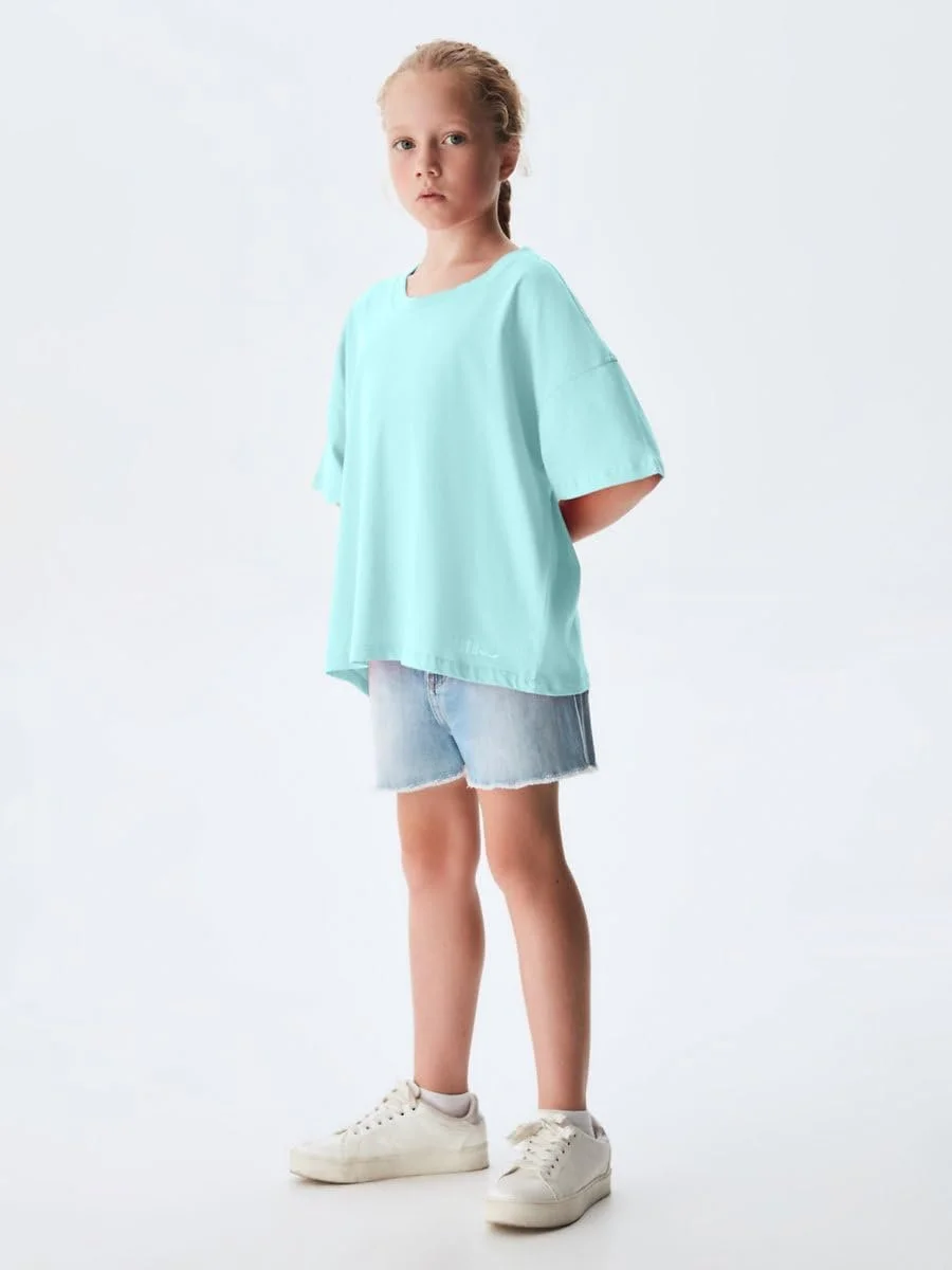 Футболка LTB Jeans Kokaha для дівчаток, з короткими рукавами, круглим вирізом, принт LTB, 100% бавовна, синя, розмір 176 см, фото №1