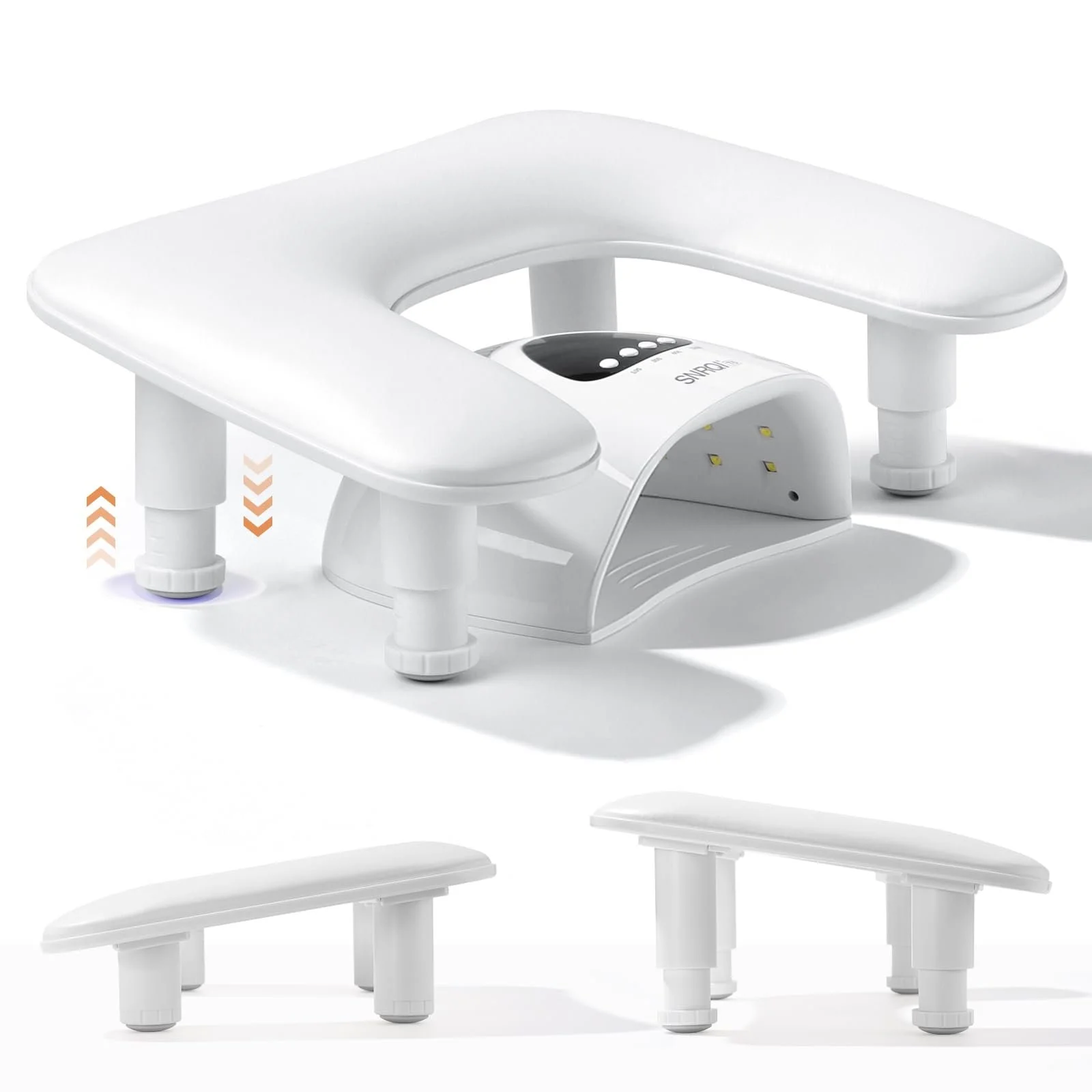 Підставка для рук U-подібна Deciniee для манікюрного столу, регульована висота, біла, фото №1