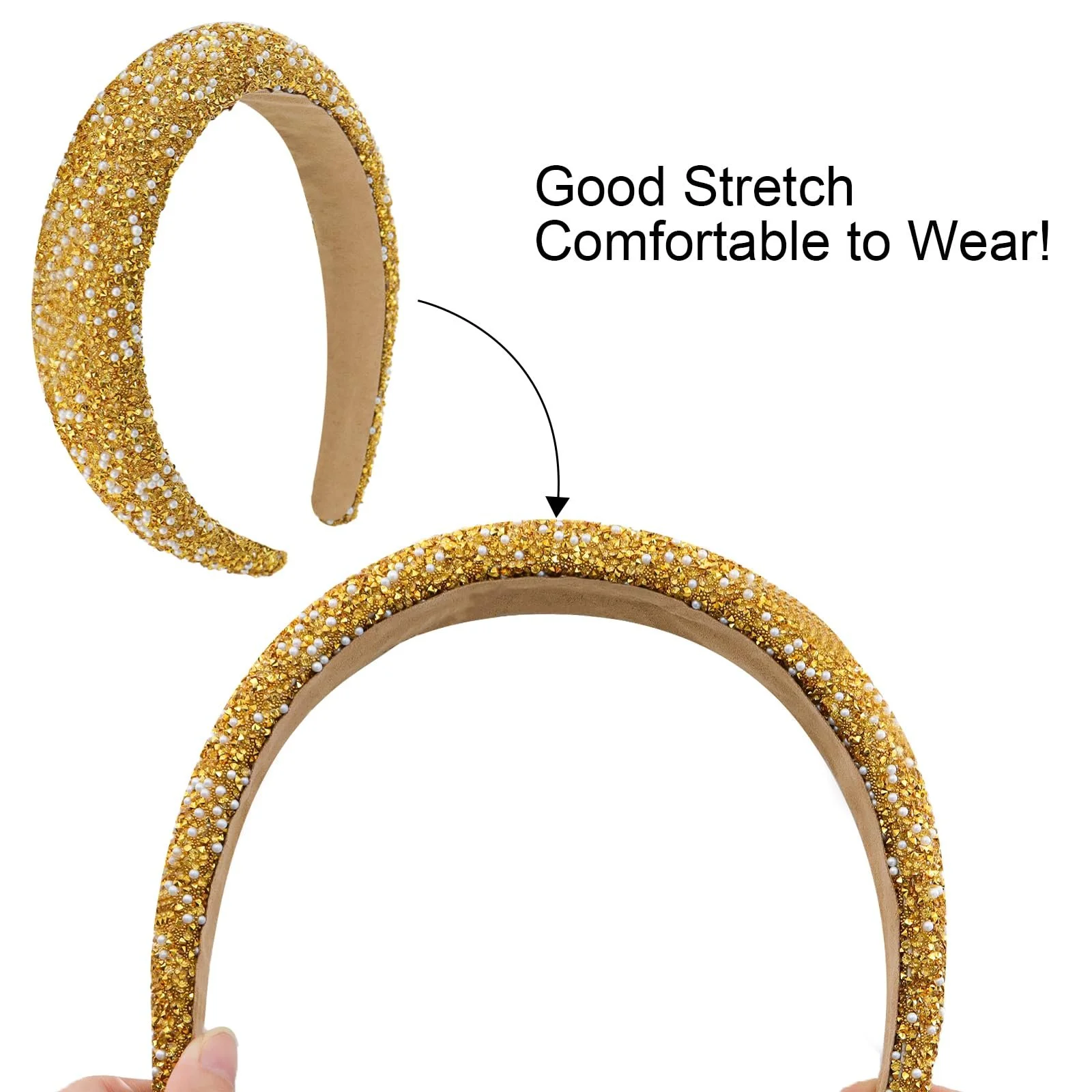 Обруч Широкий Блискучий Зі Стразами, фото №3