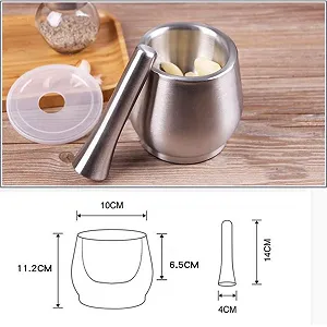 Ступка з товкачиком, з нержавіючої сталі, Міцна, Легко миється, Ідеально підходить для спецій, імбиру synthetic.ua - Фото 1