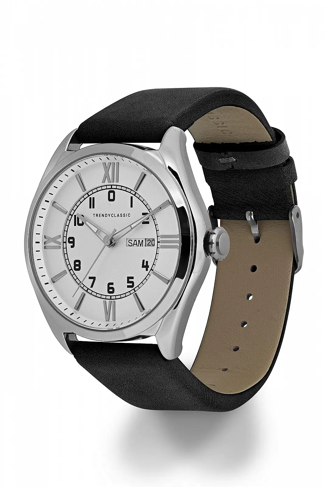 Мужские аналоговые кварцевые часы Citizen CC1057-03 с кожаным ремешком, черный, ремешок, фото №2