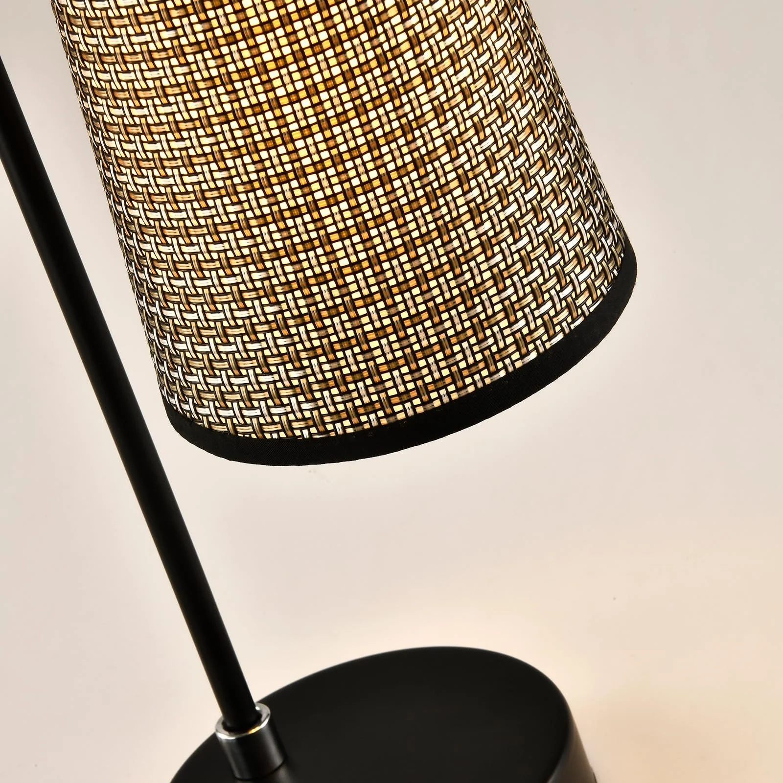 Настільна лампа LQWELL Retro Vintage E14 метал бежева тканинна кришка чорна з золотом, фото №3