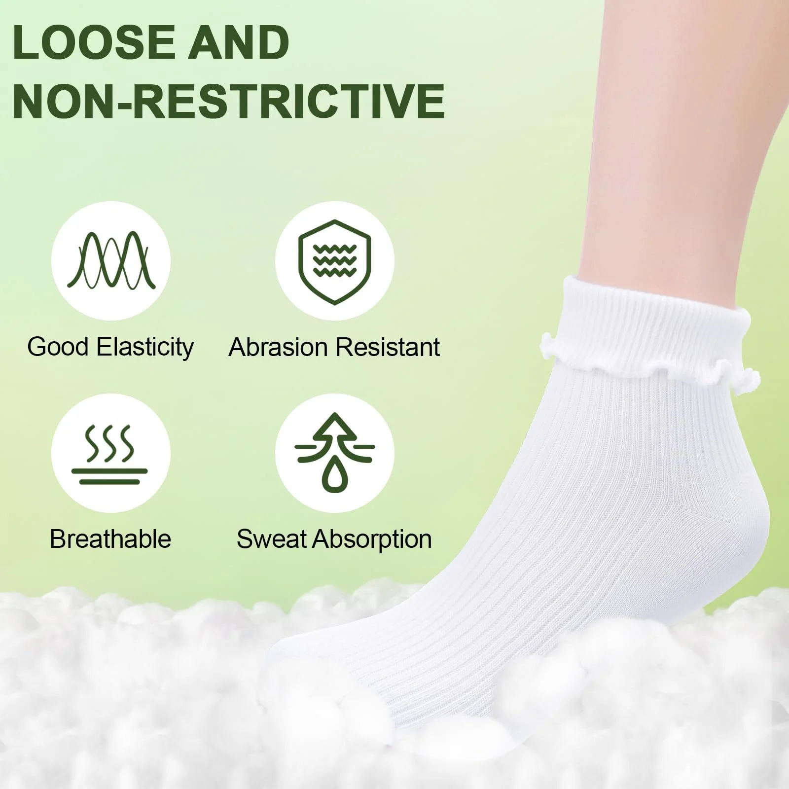 Шкарпетки з рюшами Жіночі Білі (6 пар), фото №2 Шкарпетки з рюшами Жіночі Білі (6 пар), фото №2