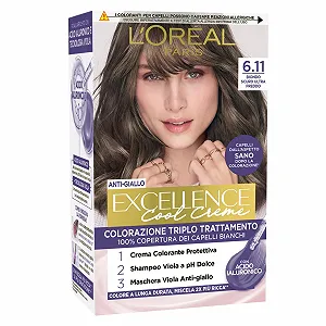 Фарба для волосся L'Oréal Paris Excellence Cool Cream Перманентна технологія потрійної обробки, захисний ефект проти жовтизни, освітлюючий колір 6.11 Темний блонд Ультра холодний - 2 упаковки synthetic.ua - Фото 1