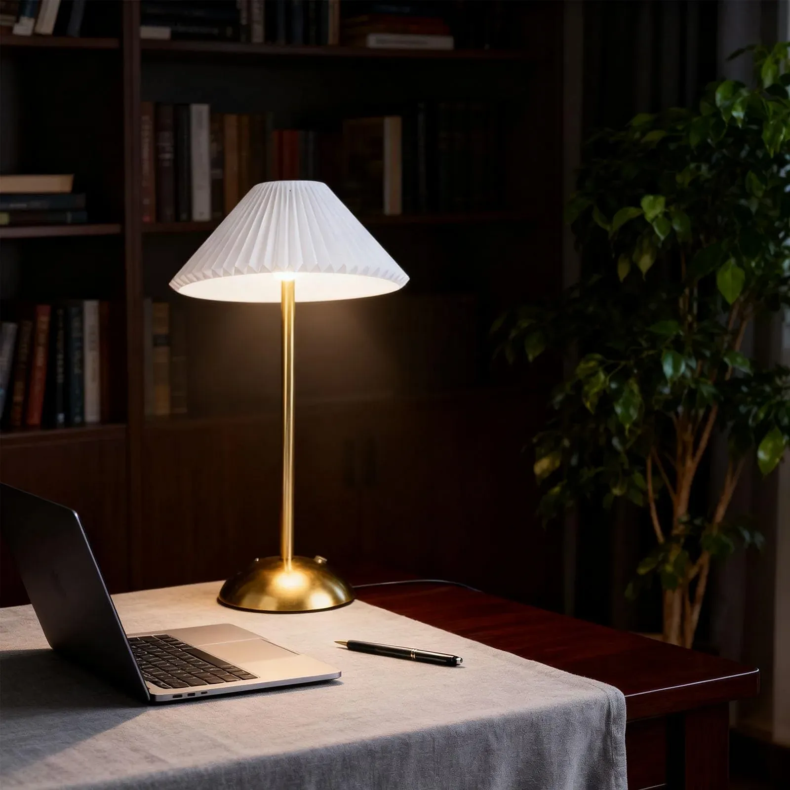 Настільна лампа Bewinner Cordless Touch Акумуляторна Плісований тканинний абажур (Style 1), фото №6