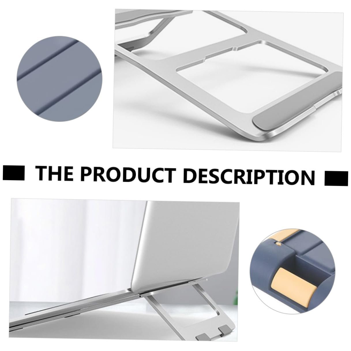 Подставка для ноутбука складная Алюминиевый сплав Эргономичный Наклон Держатель для ноутбука Рассеивание тепла Поддержка для ноутбука для офиса и в дороге, фото №8