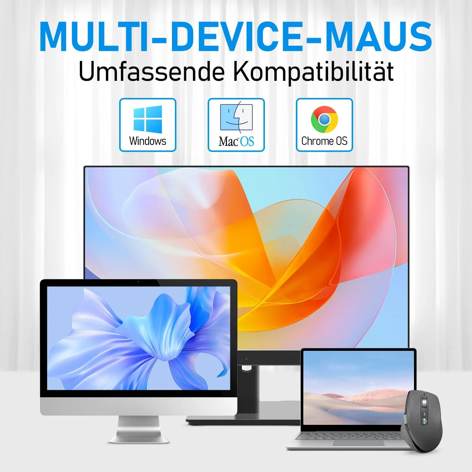 Мышь INFINMIND Беспроводная Bluetooth, c колесом прокрутки, колесом для большого пальца и эргономичным дизайном, тихая, для 3 устройств Windows/Mac OS/Chrome/Linux/Android, серая, фото №5 Мышь INFINMIND Беспроводная Bluetooth, c колесом прокрутки, колесом для большого пальца и эргономичным дизайном, тихая, для 3 устройств Windows/Mac OS/Chrome/Linux/Android, серая, фото №5