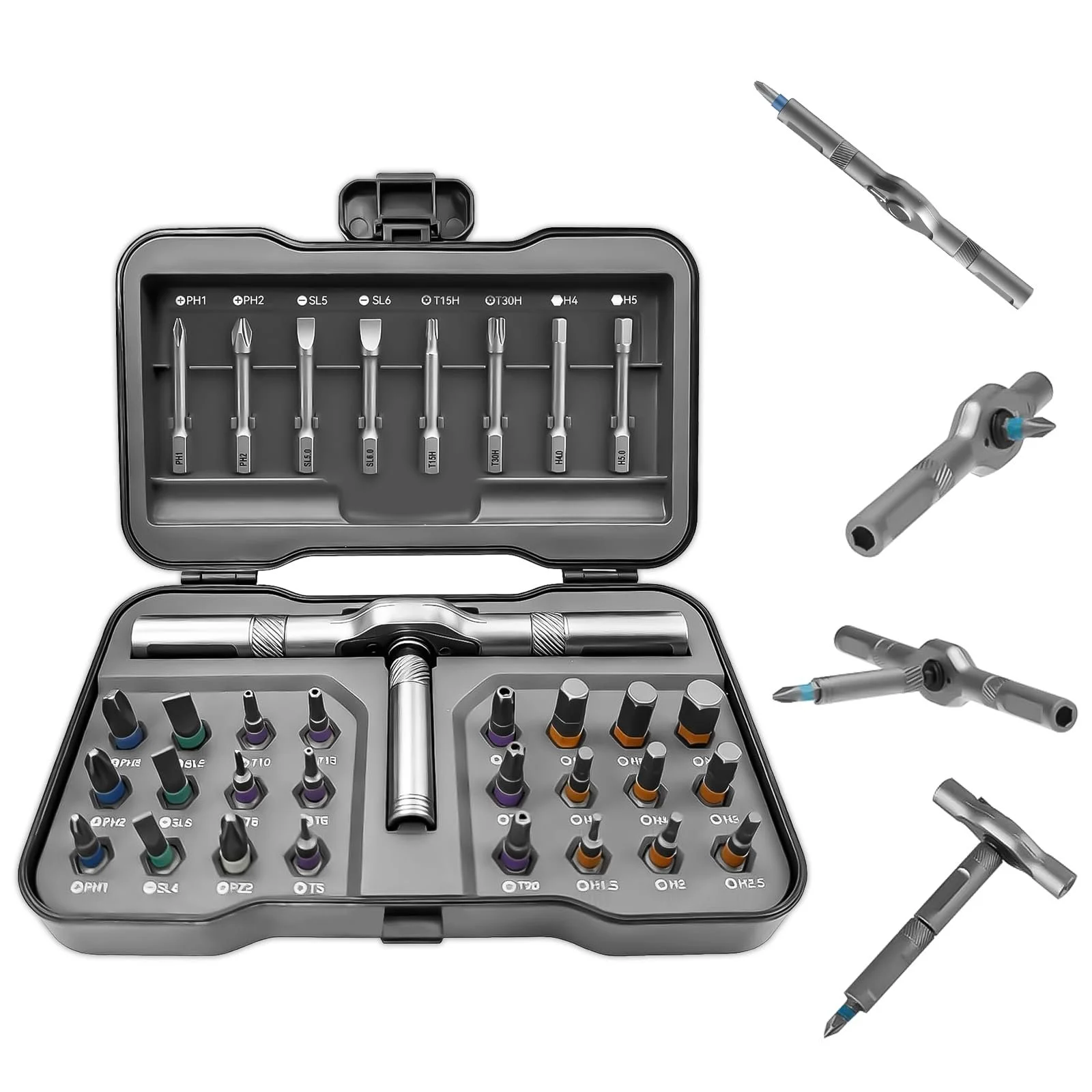 Набір реверсивних викруток 1/4 32-в-1 S2 Steel, фото №1